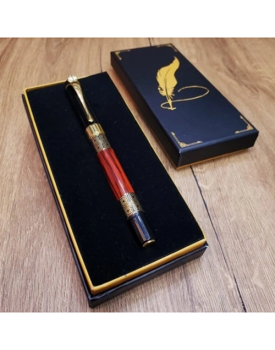 Gold Desenli Metal Roller Kalem