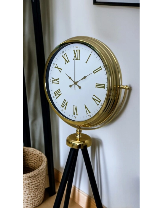 ® Gold Göz Alıcı Tripod Ayaklı Duvar Saati