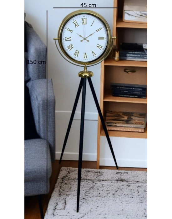 ® Gold Göz Alıcı Tripod Ayaklı Duvar Saati