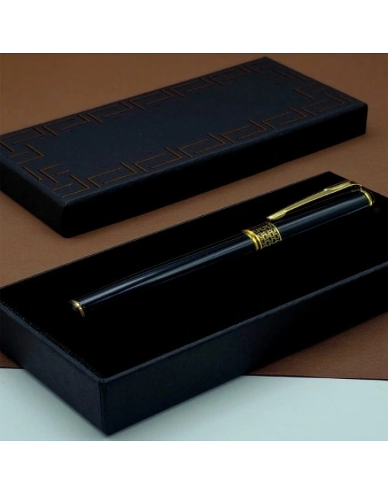 Gold İşlemeli Siyah Metal Roller Kalem