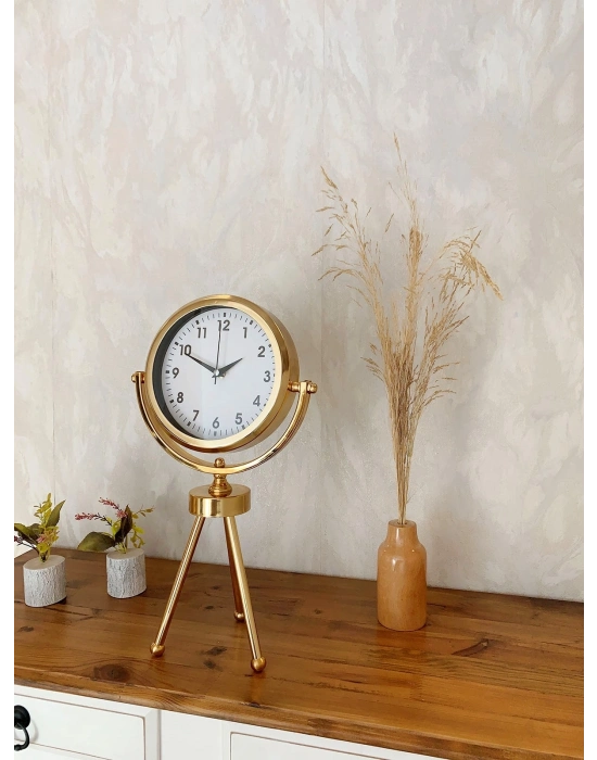 ® Gold Luxury Modern Üç Ayaklı Masa Saati