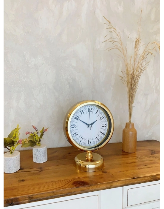 ® Gold Metal Desenli Masa Saati 25×20 cm