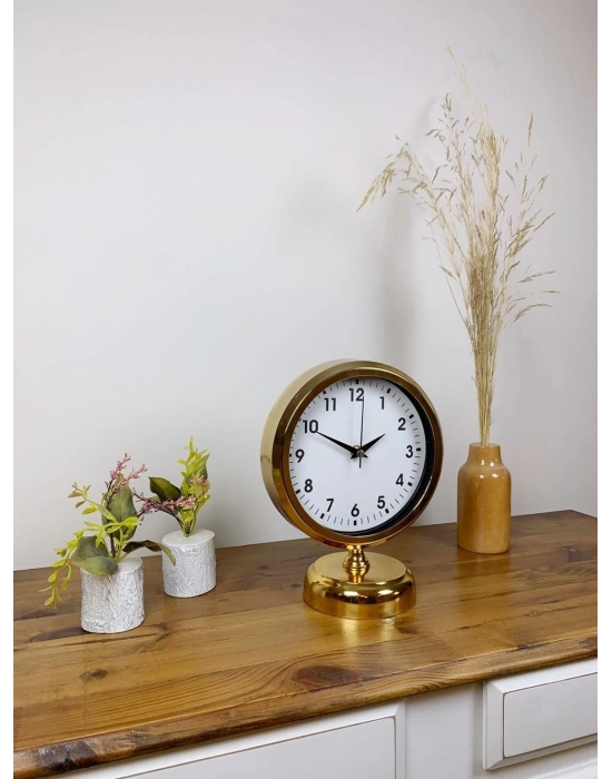 ® Gold Metal Lüks Masa Saati 25×20 cm