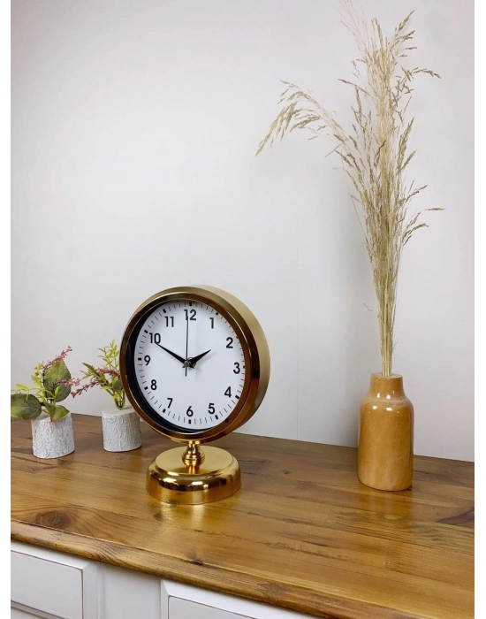 ® Gold Metal Lüks Masa Saati 25×20 cm