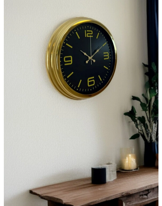 ® Gold Modern Rakamlı 40 Cm Metal Duvar Saati
