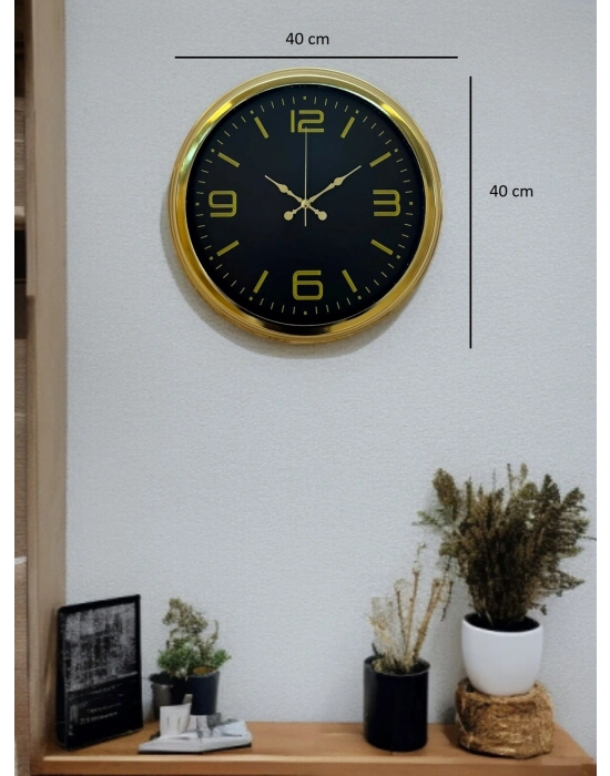 ® Gold Modern Rakamlı 40 Cm Metal Duvar Saati