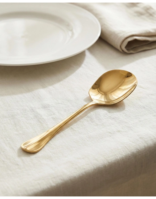 Gold Orta Boy Paslanmaz Çelik Servis Kaşığı & Profesyonel Sunum Gereci 21 cm