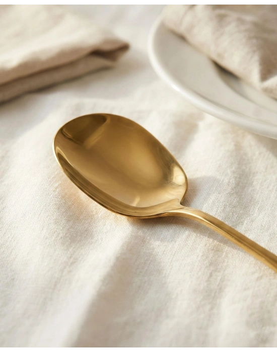 Gold Orta Boy Paslanmaz Çelik Servis Kaşığı & Profesyonel Sunum Gereci 21 cm
