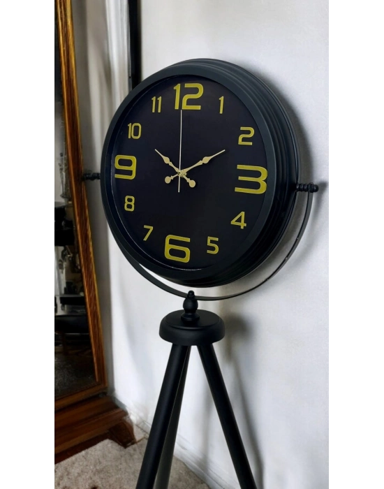 ® Gold Rakamlı Siyah Tripod Ayaklı Saat