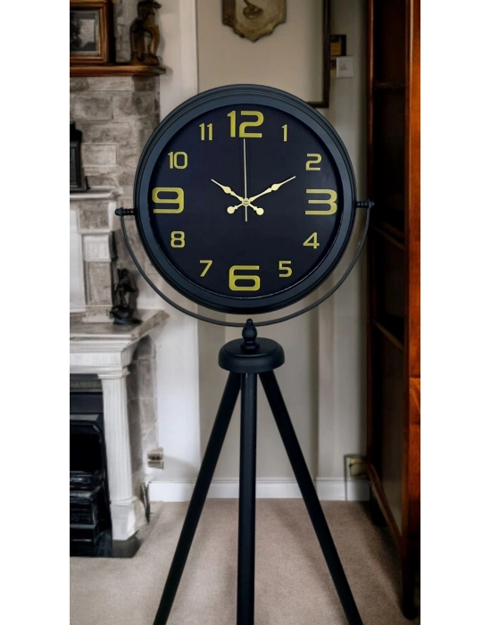 ® Gold Rakamlı Siyah Tripod Ayaklı Saat