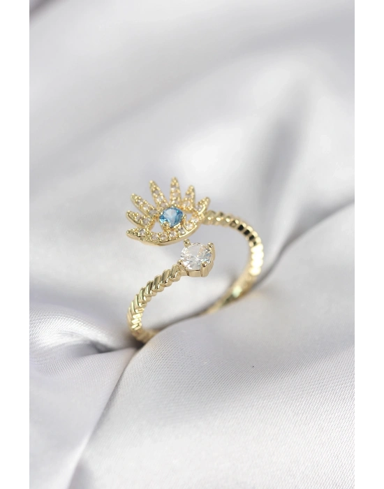 ® Gold Renk Göz Model Zirkon Taşlı Kadın Yüzük