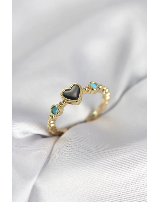 ® Gold Renk Hematit Taşlı Kadın Yüzük