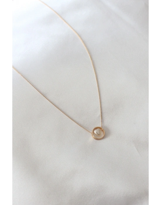 Gold Renk Minimal Kalp Figür Kadın Kolye