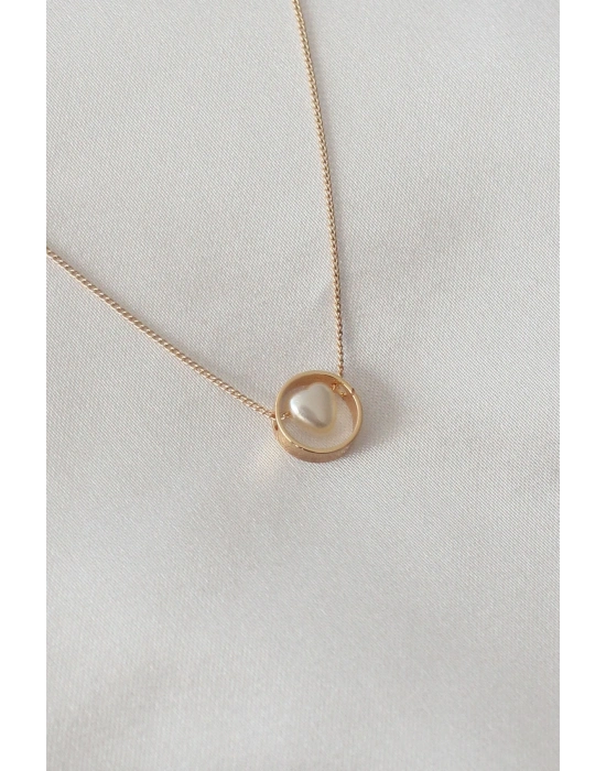 Gold Renk Minimal Kalp Figür Kadın Kolye