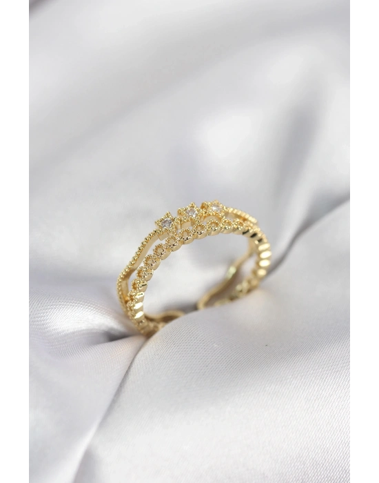 ® Gold Renk Minimal Yıldızlı Model Kadın Yüzük
