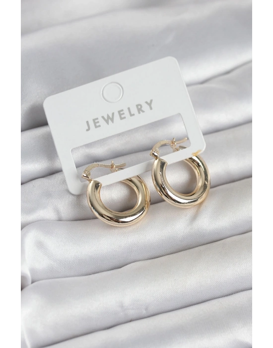 Gold Renk Pirinç Halka 20 mm Kadın Küpe