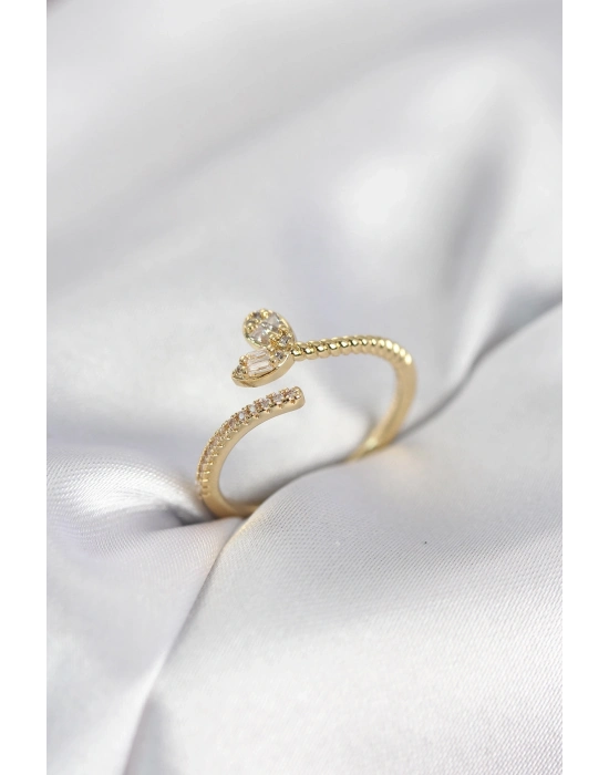 ® Gold Renk Pirinç Kuyruklu Kalp Model Kadın Yüzük