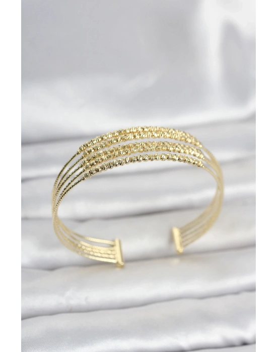 Gold Renk Pirinç Minimal Dorikalı Kadın Bileklik