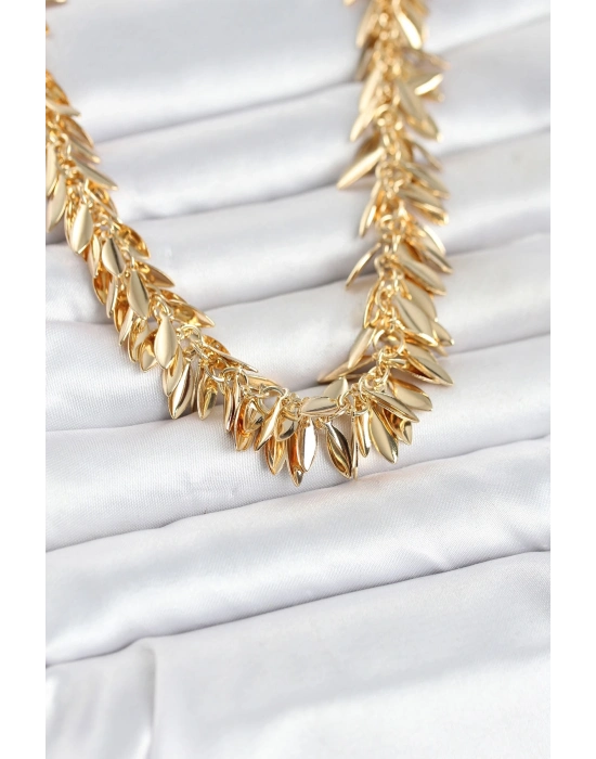 Gold Renk Pirinç Saçaklı Kadın Kadın Kolye