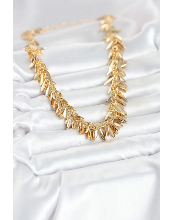 Gold Renk Pirinç Saçaklı Kadın Kadın Kolye