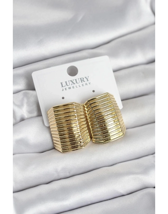 Gold Renk Pirinç Vintage Esintili Statement Küpe