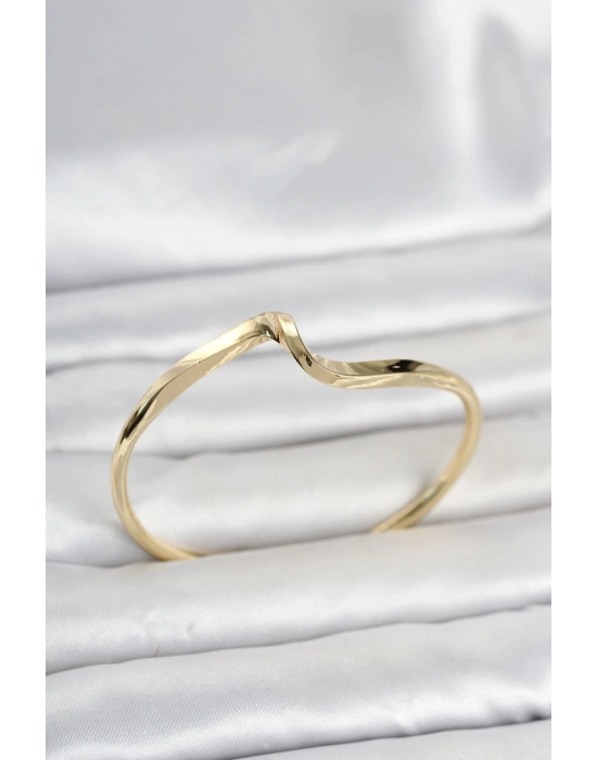 Gold Renk Pirinç Zikzak Model Kadın Bileklik