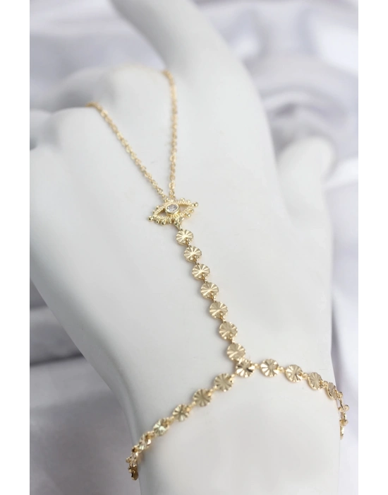Gold Renk Pirinç Zirkon Taşlı Göz Model Şahmeran