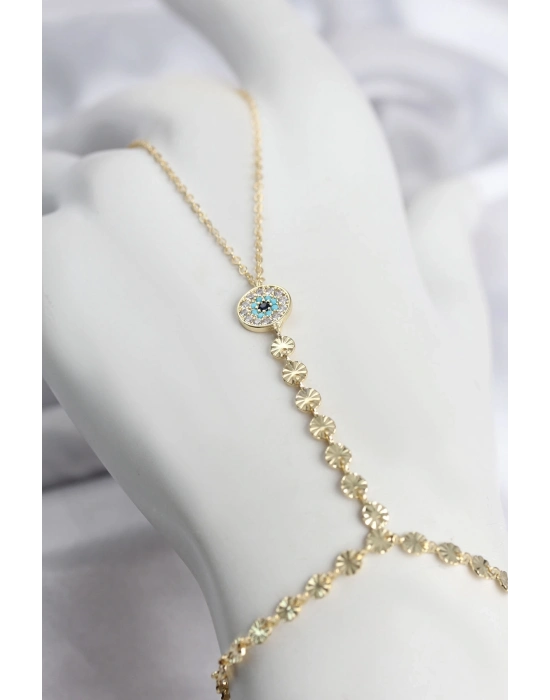 Gold Renk Pirinç Zirkon Taşlı Nazar Model Şahmeran