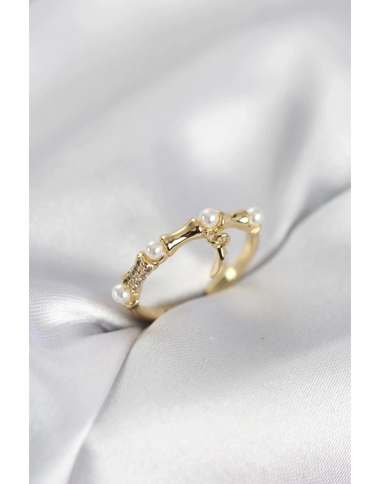 ® Gold Renk Sallantılı Kemik Model Kadın Yüzük