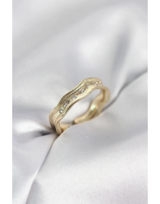 ® Gold Renk Su Damlası Model Zirkon Taşlı Kadın Yüzük