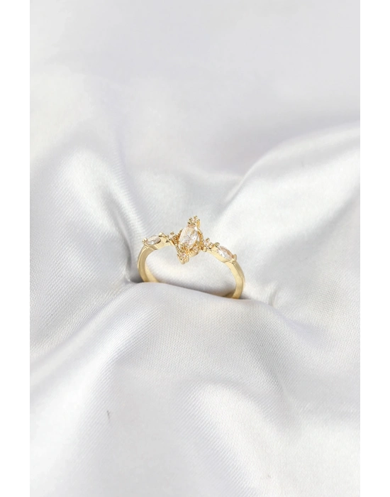 Gold Renk Vintage Model Zirkon Taşlı Yüzük