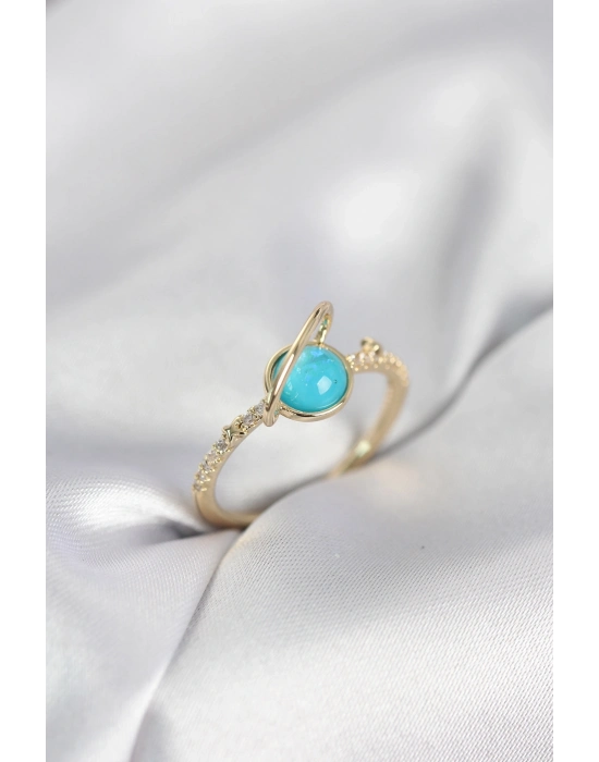 ® Gold Renk Zirkon Taşlı Satürn Model Kadın Yüzük