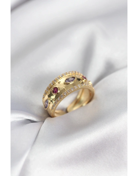 ® Gold Renk Zirkon Taşlı Vintage Kadın Yüzük