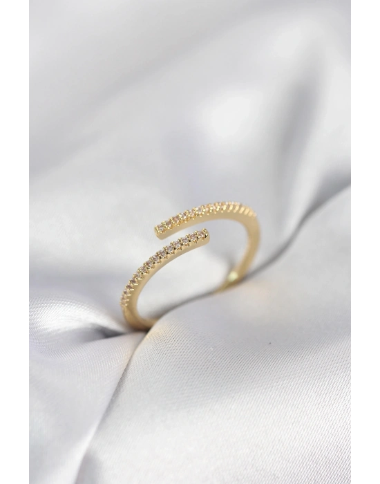 ® Gold Renk Zirkon Taşlı Yılan Tarz Kadın Yüzük