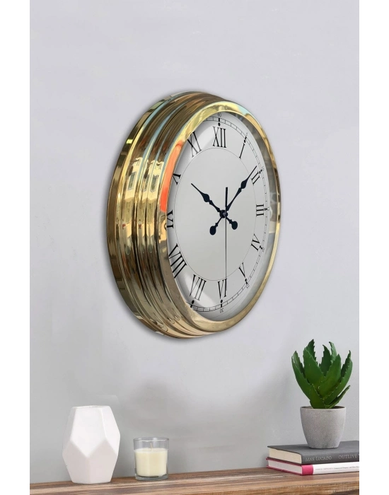 ® Gold Şık 40 Cm Metal Roma Rakamlı Duvar Saati