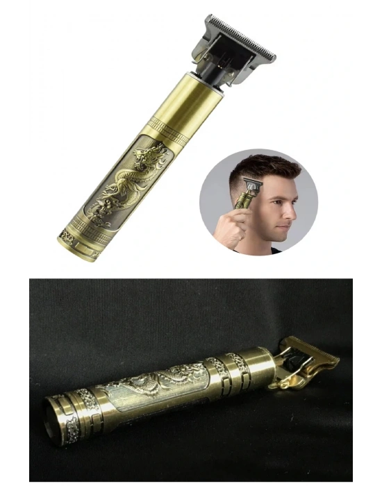 Gold Uçlu Vintage  Şarjlı Traş Makinesi Saç Sakal Ense Çizim Vucüt Kılı Tıraş Makinası