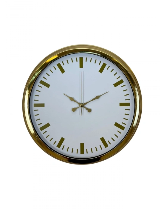 ® Gold & White Lüks Tasarım 40 Cm Gold Metal Duvar Saati