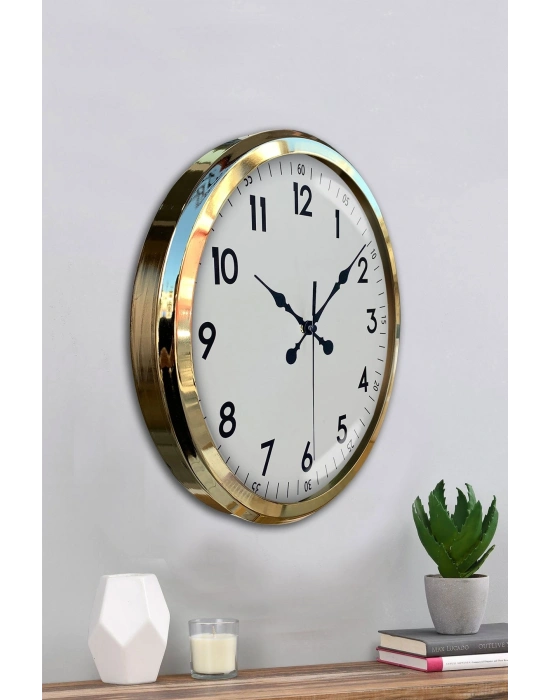 ® Gold & White Luxury Classic 52 Cm Metal Duvar Saati