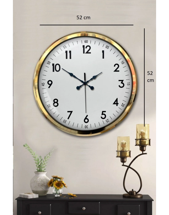 ® Gold & White Luxury Classic 52 Cm Metal Duvar Saati