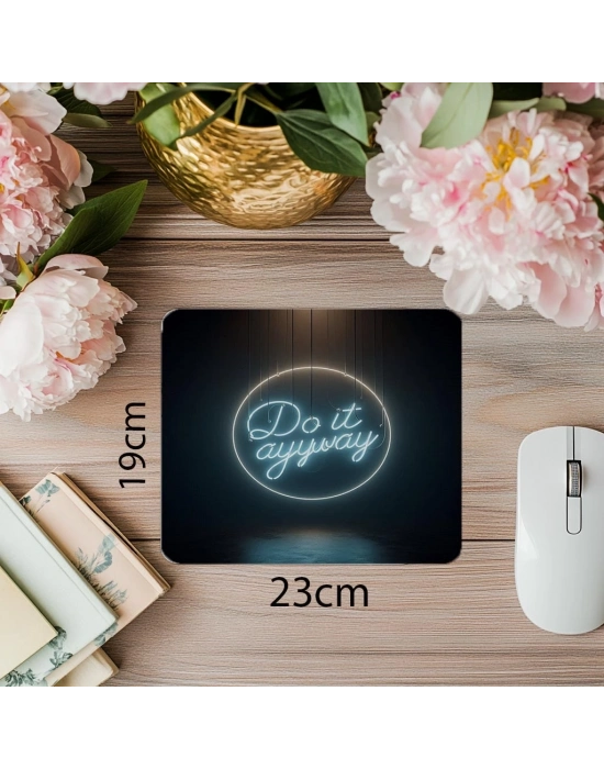 Görünmez Askıdan Sarkan Neon Yazı Mousepad - 19x23 cm 2 mm Dikdörtgen İthal Baskılı Mouse Pad