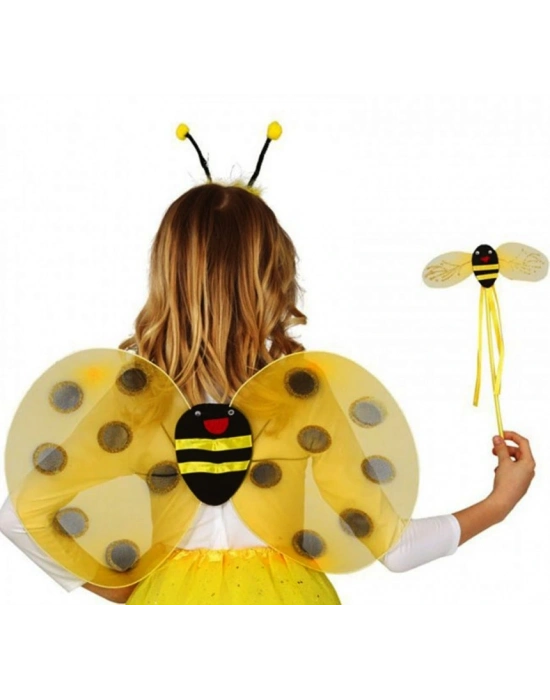 Gösteri Arı Kanadı Kostüm Seti – Çocuklar İçin Kanat, Taç Ve Asa Aksesuarı