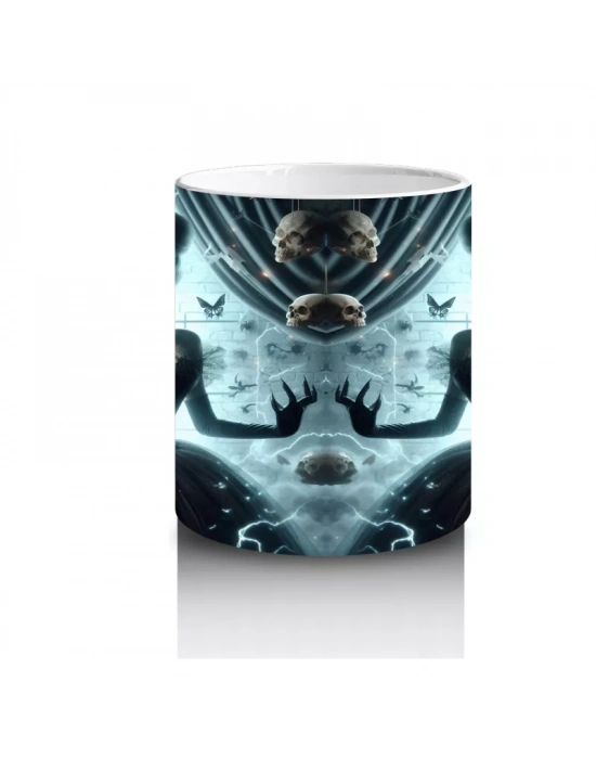 Gotik Elbise Giymiş Vampir Kadın Figürlü Korku Temalı Cadılar Bayramı Baskılı Kupa