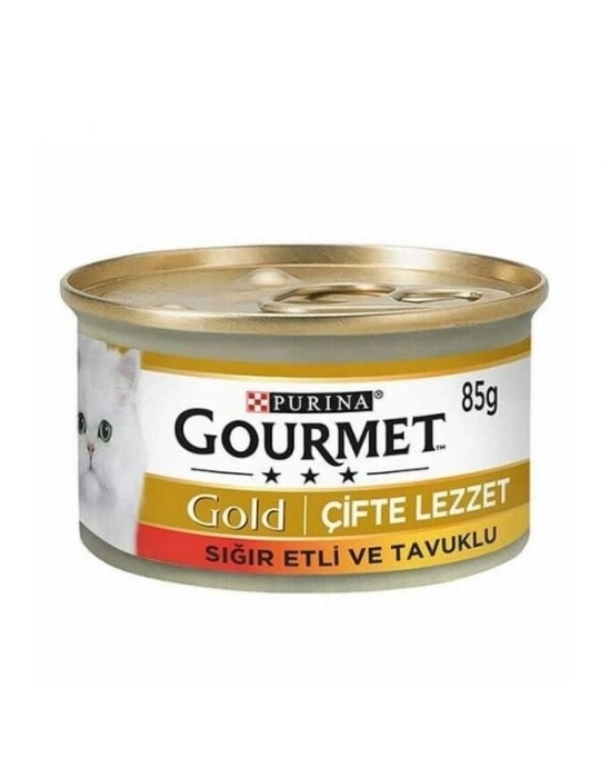 Gourmet Gold Çifte Lezzet Sığır ve Tavuk Etli Yetişkin Konserve Kedi Maması 85 Gr 1 Adet