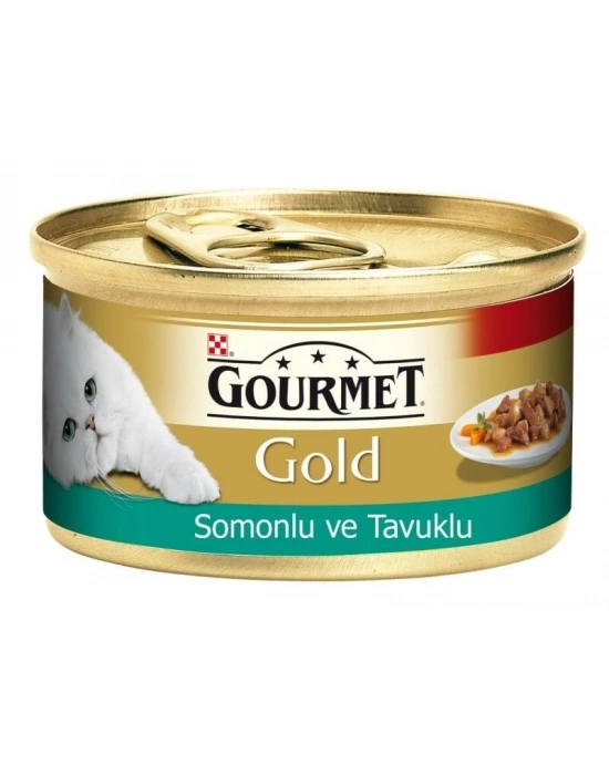Gourmet Gold Somon ve Tavuklu Yetişkin Konserve Kedi Maması 1 Adet 85 Gr