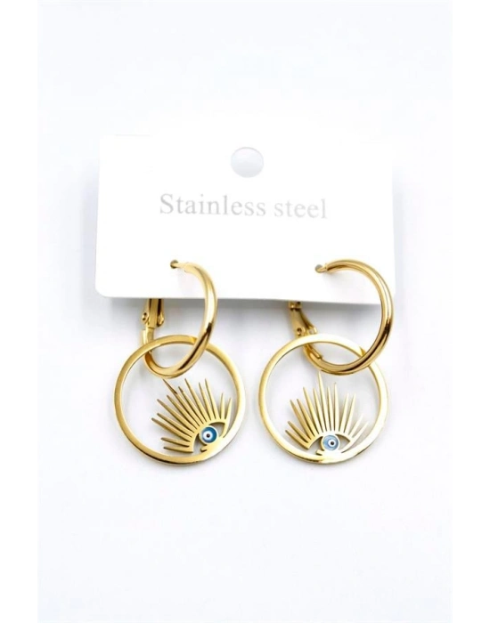 Göz Çelik Halka Küpe - Altın