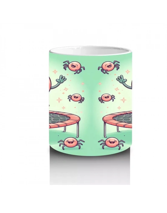 Göz Küresi ve Diş Şekerleriyle Renkli Cadılar Bayramı Baskılı Kupa