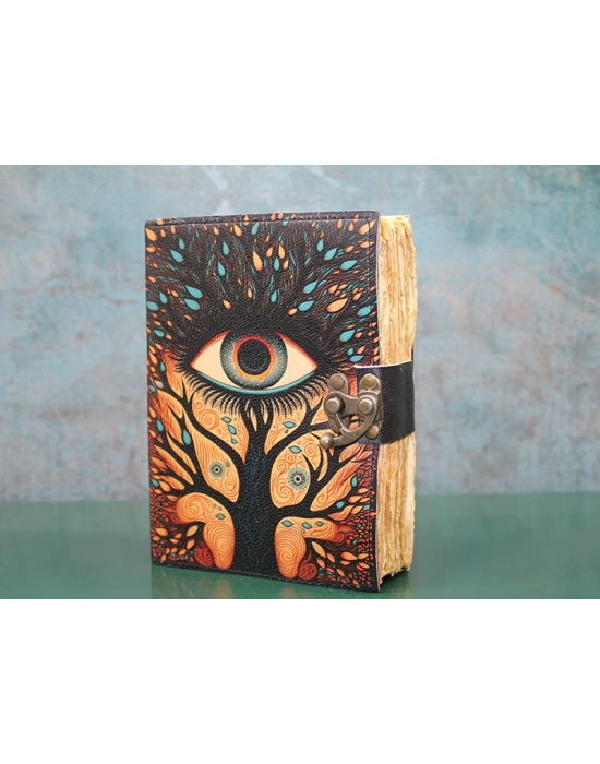 Göz Tasarımlı Deri Defter