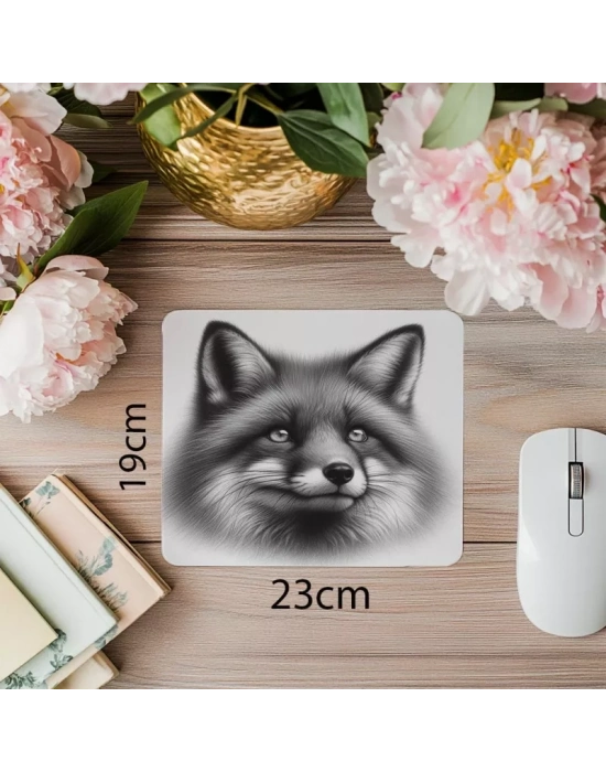 Göz Temalı Fox Mousepad – Beyaz Arka Plan - 19x23 cm 2 mm Dikdörtgen İthal Baskılı Mouse Pad