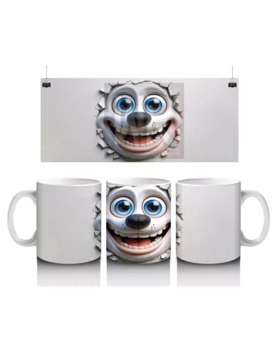 Gözleriyle Gülen Karikatür Yüz – Baskılı Kahve Kupası