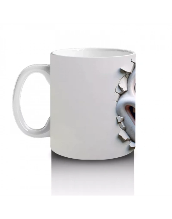 Gözleriyle Gülen Karikatür Yüz – Baskılı Kahve Kupası